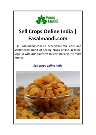 Sell Crops Online India  Fasalmandi.com