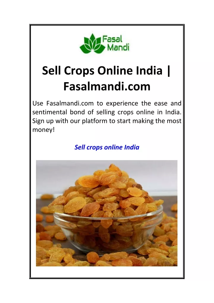 sell crops online india fasalmandi com