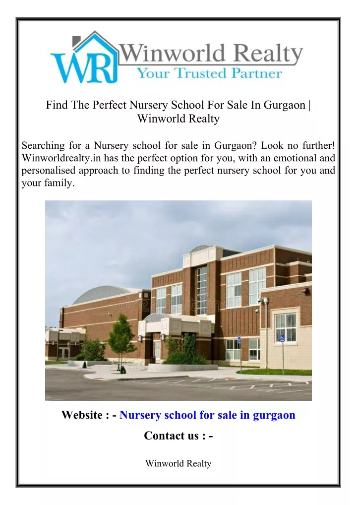 find the perfect nursery school for sale