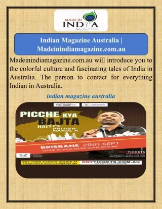 Indian Magazine Australia  Madeinindiamagazine.com.au