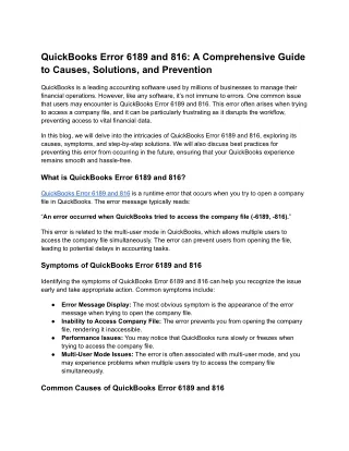 quickbooks error 6189 and 816 a comprehensive