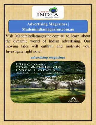 Advertising Magazines  Madeinindiamagazine.com.au