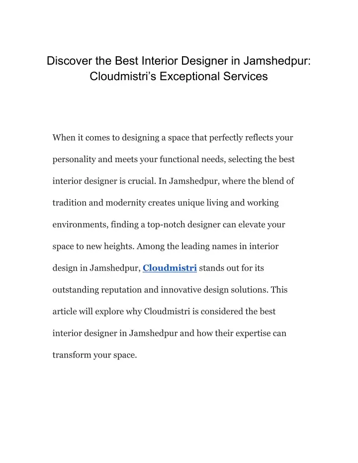 discover the best interior designer in jamshedpur