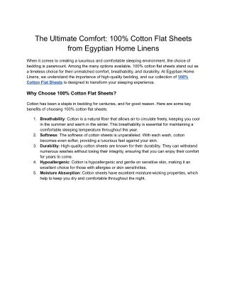 The Ultimate Comfort_ 100% Cotton Flat Sheets from Egyptian Home Linens