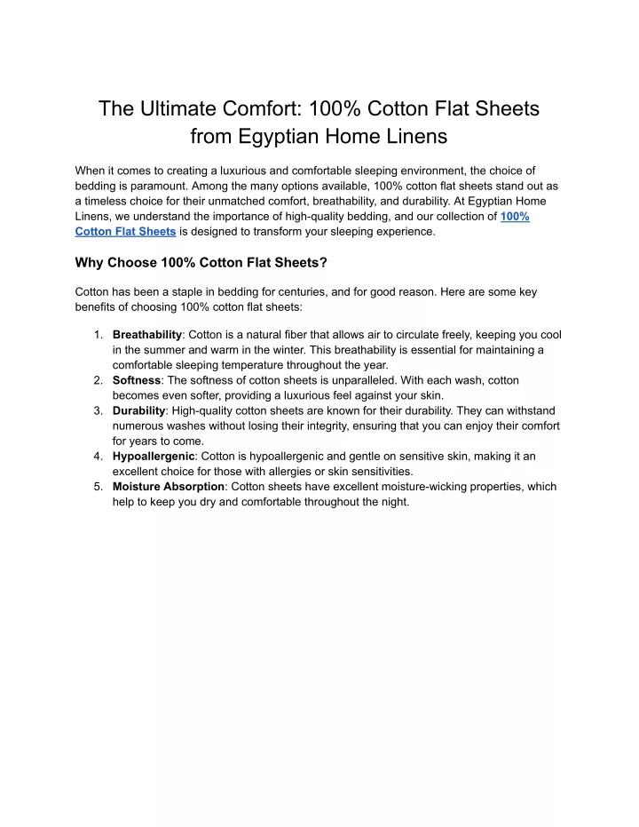 the ultimate comfort 100 cotton flat sheets from