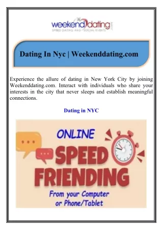 Dating In Nyc Weekenddating.com
