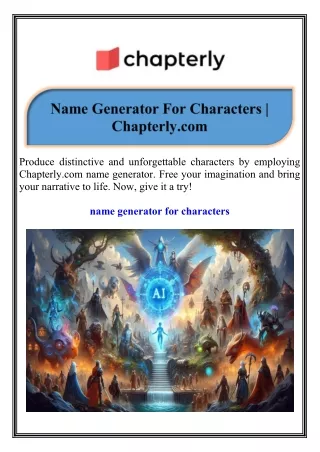 produce distinctive and unforgettable characters