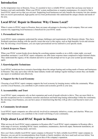 Local HVAC Repair in Houston: Supporting Local Businesses