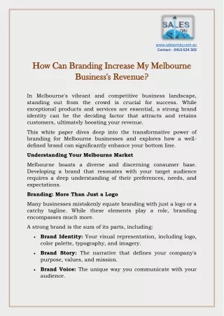 How Can Branding Increase My Melbourne Business's Revenue