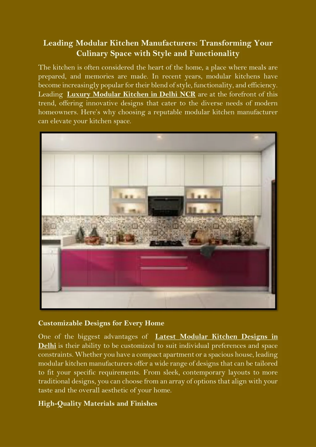 PPT - Leading Modular Kitchen Manufacturers Transforming Your Culinary ...