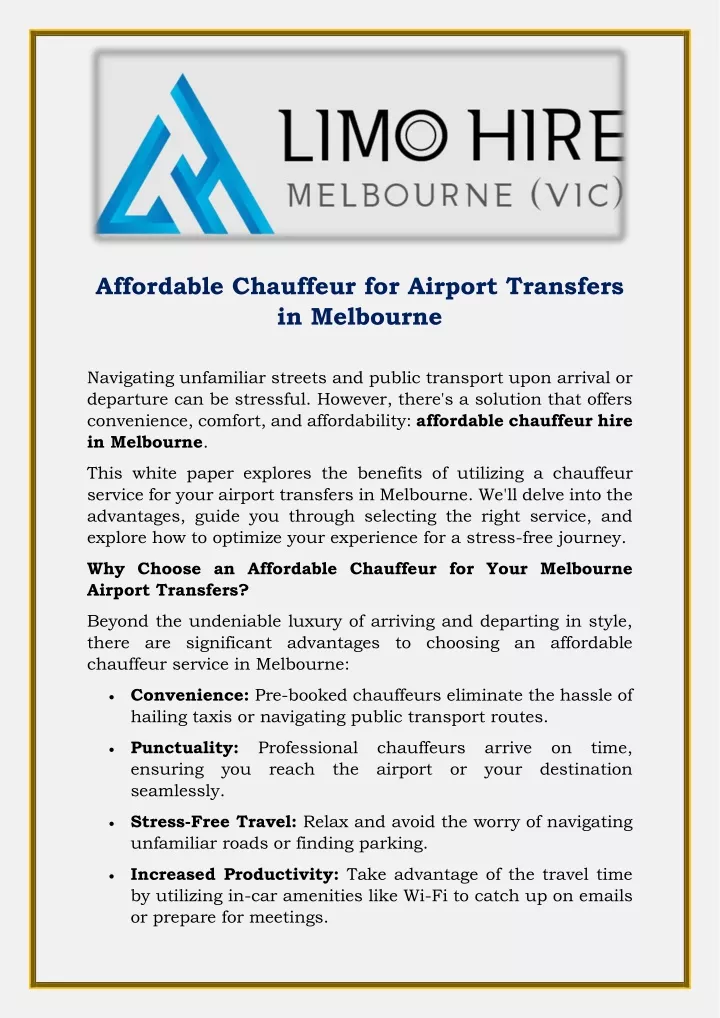 affordable chauffeur for airport transfers