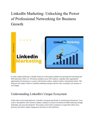 LinkedIn Marketing: Unlocking the Power of Professional Networking for Business