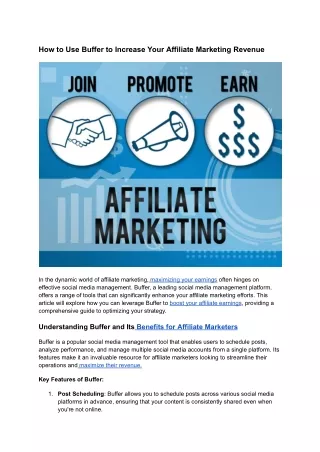 How to Use Buffer to Increase Your Affiliate Marketing Revenue