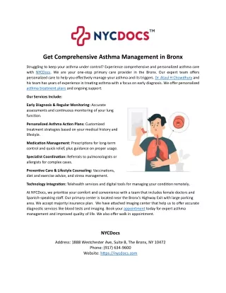 Get Comprehensive Asthma Management Bronx