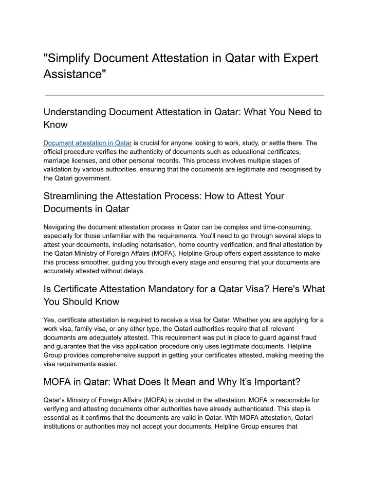 simplify document attestation in qatar with