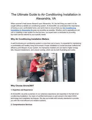 The Ultimate Guide to Air Conditioning Installation in Alexandria, VA