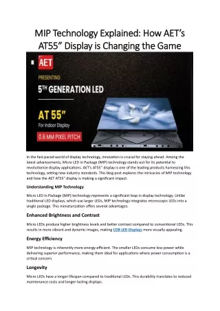 MIP Technology Explained How AET’s AT55” Display is Changing the Game