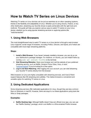 how to watch tv series on linux devices
