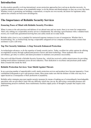 The Future of Reliable Security Systems