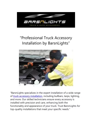 Professional Truck Accessory Installation by BarsnLights