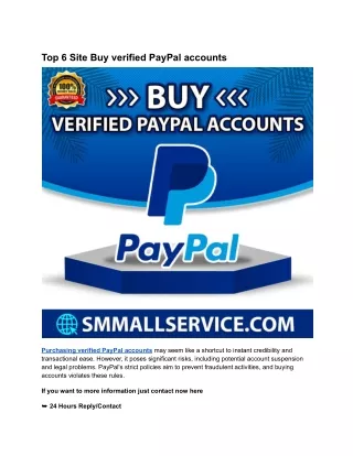 Top 6 Site Buy verified PayPal accounts