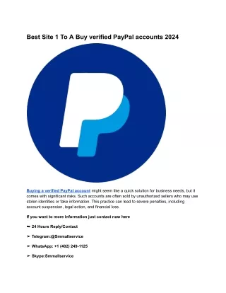 Best Site 1 To A Buy verified PayPal accounts 2024