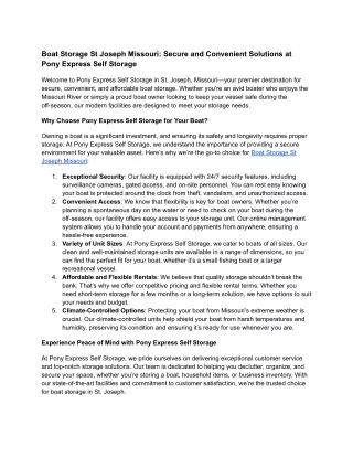 Boat Storage St Joseph Missouri: Secure and Convenient Solutions at Pony Express