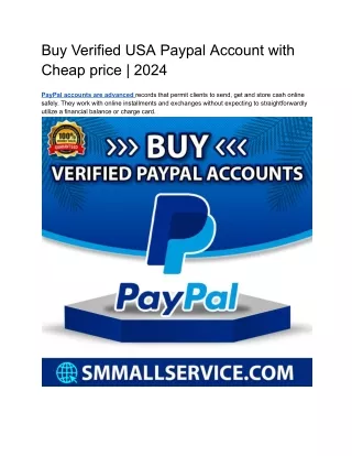 Buy Verified USA Paypal Account with Cheap price _ 2024