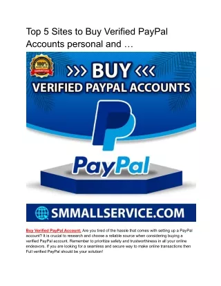 Top 5 Sites to Buy Verified PayPal Accounts personal and