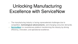 Unlocking Manufacturing Excellence with ServiceNow