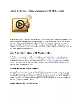 unlock the power of video management with