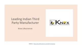 Leading Indian Third Party Manufacturer - Knox Lifesciences