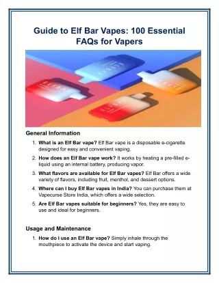 Guide to Elf Bar Vapes 100 Essential FAQs for Vapers