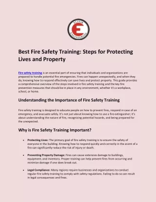 Best Fire Safety Training: Steps for Protecting Lives and Property