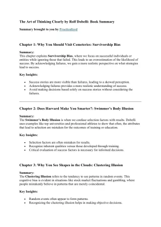The Art of Thinking Clearly by Rolf Dobelli Book Summary