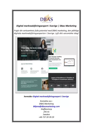Digital marknadsföringsexpert i Sverige  Dbas Marketing