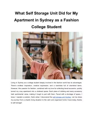 What Self Storage Unit Did for My Apartment in Sydney as a Fashion College Student