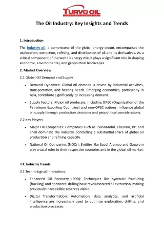 Industry Oil: Trends, Key Segments, and Market Insights - Comprehensive Overview