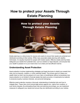 How to protect your Assets Through Estate Planning