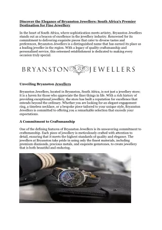 discover the elegance of bryanston jewellers