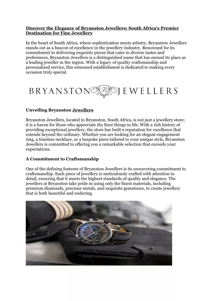 discover the elegance of bryanston jewellers