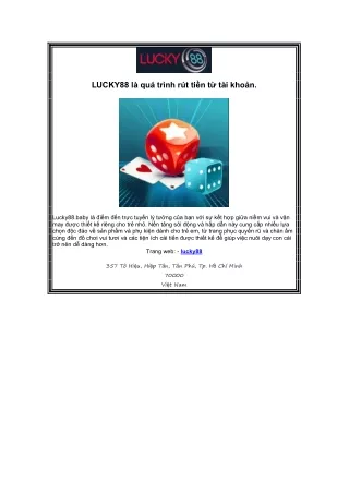 LUCKY88 là quá trình rút tiền từ tài khoản