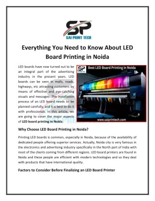 Everything You Need to Know About LED Board Printing in Noida