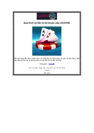 Quá trình rút tiền từ tài khoản cầa LUCKY88