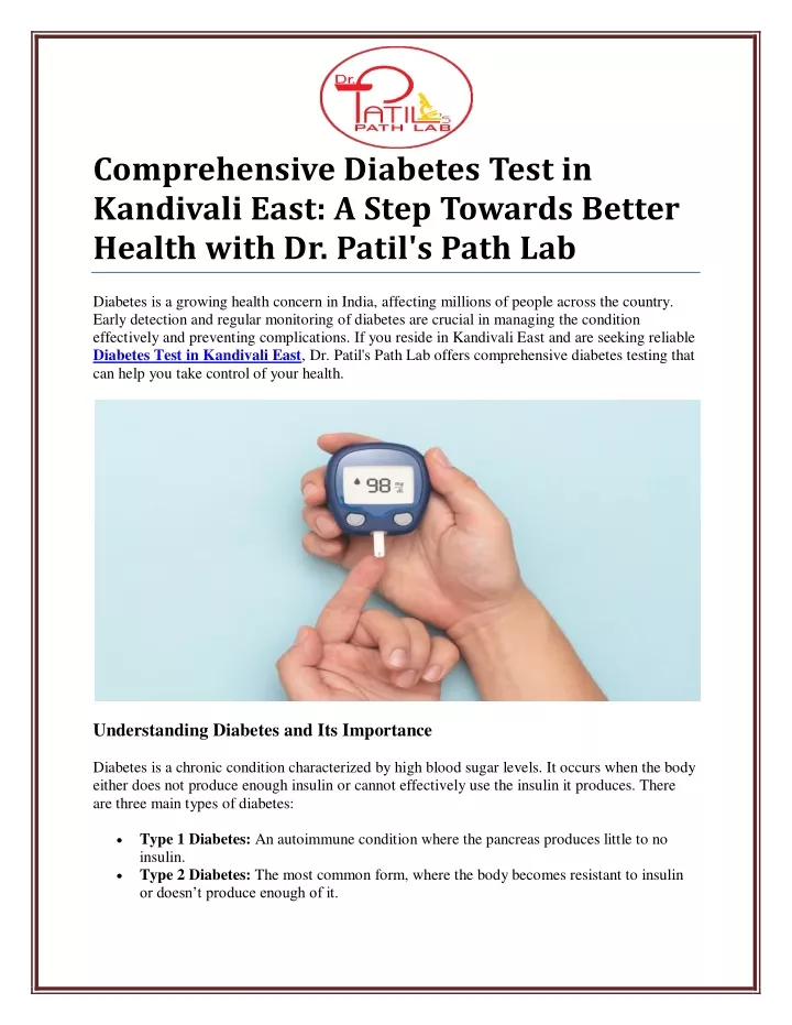 comprehensive diabetes test in kandivali east