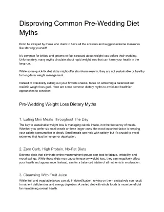 Disproving Common Pre-Wedding Diet Myths