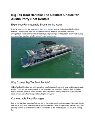 Big Tex Boat Rentals_ The Ultimate Choice for Austin Party Boat Rentals