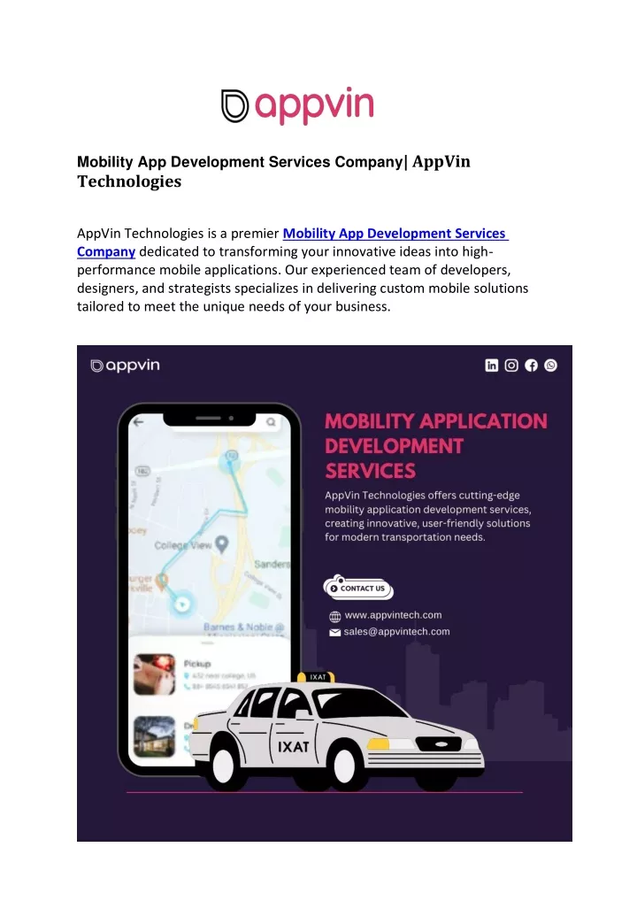 mobility app development services company appvin