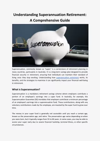 understanding superannuation retirement