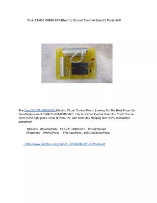 york s1 031 00880 001 electric circuit control